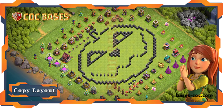 Top Troll Base TH8 with Link, Funny Layout - Clash of Clans (306)