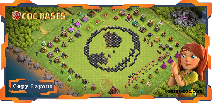Top Troll Base TH8 with Link, Funny Layout - Clash of Clans (308)