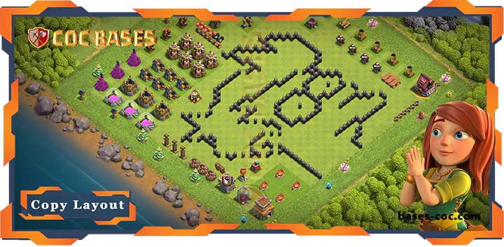Top Troll Base TH8 with Link, Funny Layout - Clash of Clans (317)