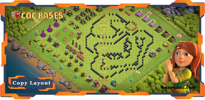 Top Troll Base TH8 with Link, Funny Layout - Clash of Clans (320)