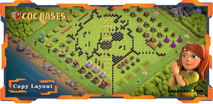 Top Troll Base TH8 with Link, Funny Layout - Clash of Clans (345)