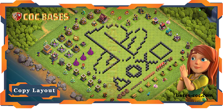 Top Troll Base TH8 with Links, Funny Layout - Clash of Clans (235)