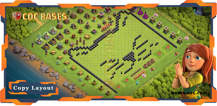 Top Troll Base TH8 with Links, Funny Layout - Clash of Clans (236)