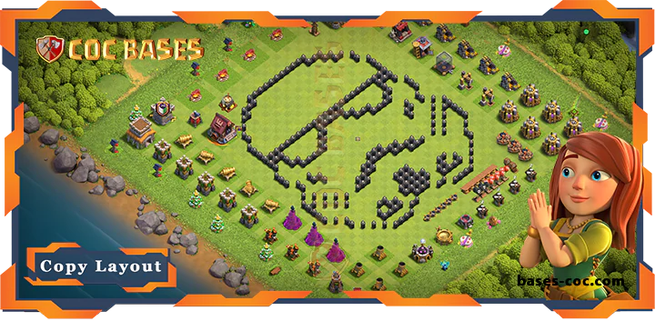 Top Troll Base TH8 with Links, Funny Layout - Clash of Clans (238)