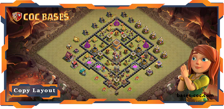 Top War Base TH8 with Link, Anti 2 Star, Anti Everything Layout - Clash of Clans (247)