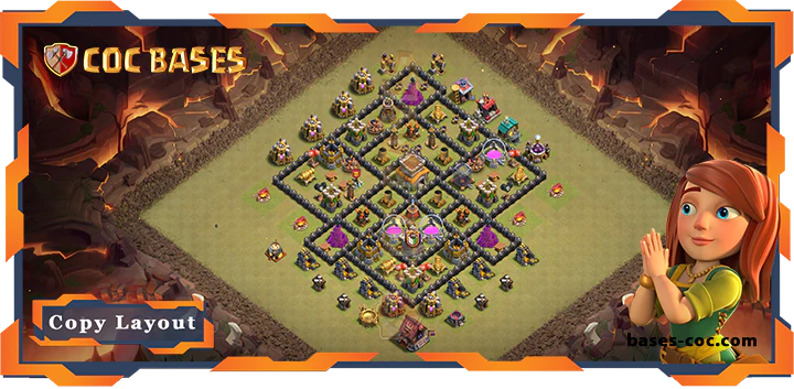 Top War Base TH8 with Link, Anti 2 Star, Anti Everything Layout - Clash of Clans (307)