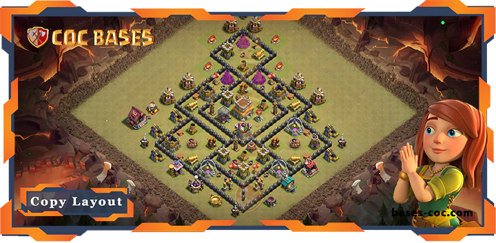 Top War Base TH8 with Link, Anti 2 Star, Hybrid Layout - Clash of Clans (223)