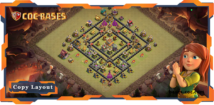 Top War Base TH8 with Link, Anti 2 Star, Hybrid Layout - Clash of Clans (232)