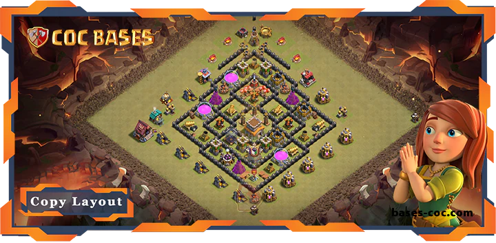Top War Base TH8 with Link, Anti 3 Star, Anti Everything Layout - Clash of Clans (178)