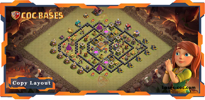 Top War Base TH8 with Link, Anti 3 Star, Anti Everything Layout - Clash of Clans (250)
