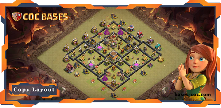 Top War Base TH8 with Link, Anti Air Dragon, Anti 2 Star Layout - Clash of Clans (246)