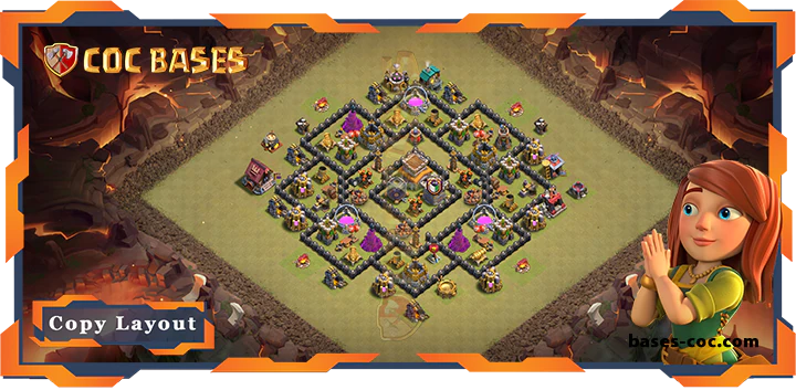 Top War Base TH8 with Link, Anti Air Dragon, Defense, Anti 3 Star Layout - Clash of Clans (188)
