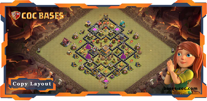 Top War Base TH8 with Link, Anti Everything, Anti 3 Star Layout - Clash of Clans (197)