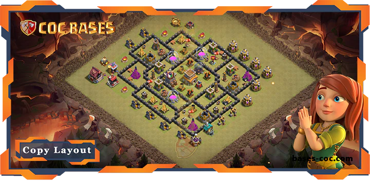 Top War Base TH8 with Link, Anti Everything, Defense Layout - Clash of Clans (261)