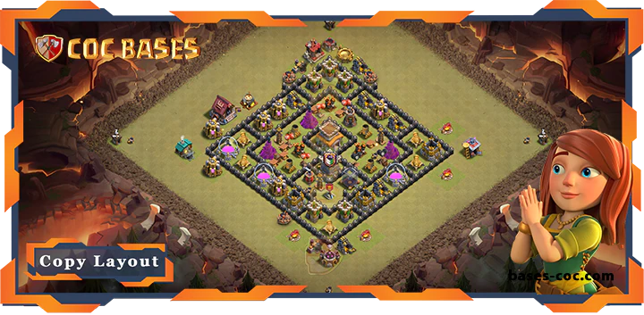 Top War Base TH8 with Link, Hybrid, Anti 2 Star Layout - Clash of Clans (199)