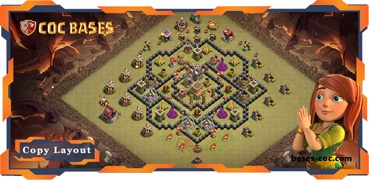 Top War Base TH8 with Link, Hybrid, Anti 2 Star Layout - Clash of Clans (207)