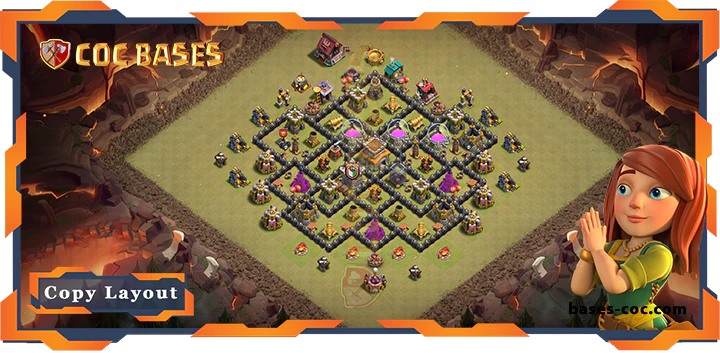 Top War Base TH8 with Link, Hybrid, Anti 3 Star Layout - Clash of Clans (245)