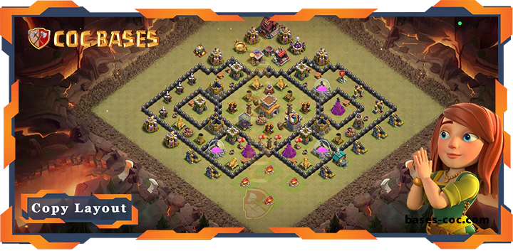 Top War Base TH8 with Link, Hybrid, Anti Air Dragon, Defense Layout - Clash of Clans (256)