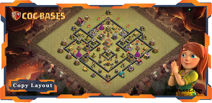 Top War Base TH8 with Link, Hybrid, Anti AirDragon, Defense Layout - Clash of Clans (229)