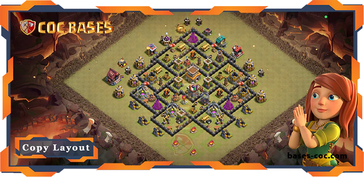 Top War Base TH8 with Link, Hybrid, Anti AirDragon, Defense Layout - Clash of Clans (231)