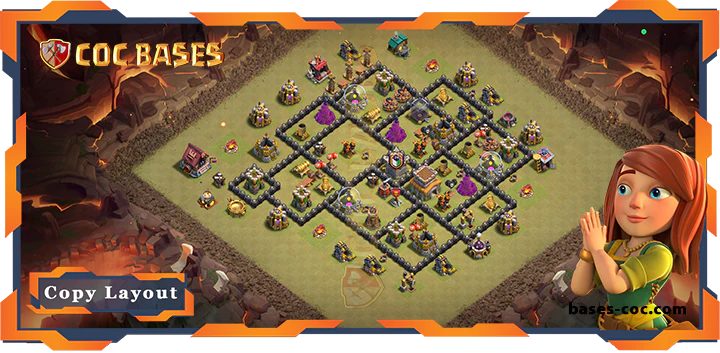 Top War Base TH8 with Link, Hybrid, Defense Layout - Clash of Clans (214)