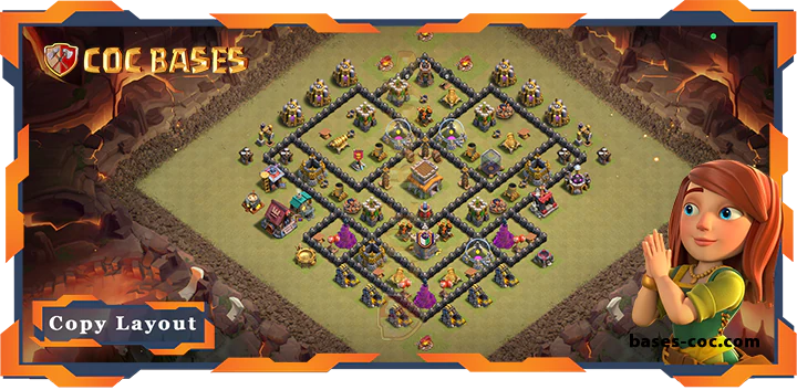 Top War Base TH8 with Links, Anti 2 Star, Anti AirElectro Dragon (221)