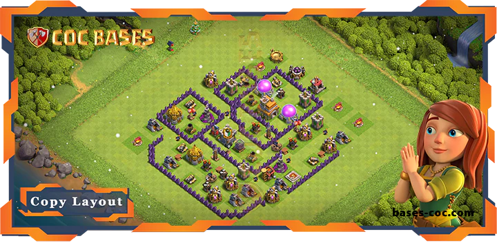Coc bases - Top Farming Base TH7 with Link, Hybrid, Anti 2 Star, Layout - Clash of Clans (189)