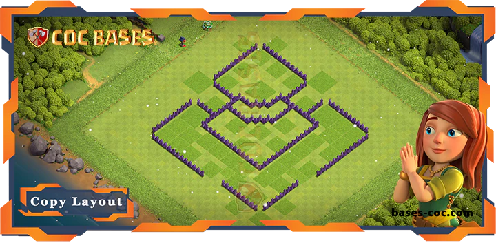 Coc bases Walls - Top Base TH7 with Link, Hybrid, Anti 3 Star Layout - Clash of Clans (185)