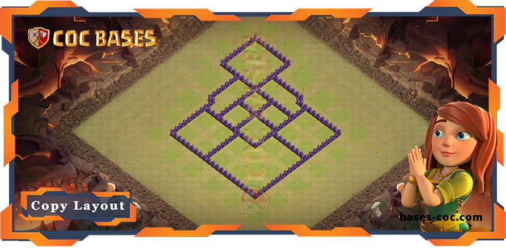 Coc bases Walls - Top Base TH7 with Link, WarCWL, Anti 2 Star, Anti Everything Layout - Clash of Clans (249)