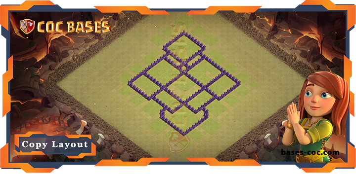 Coc bases Walls - Top Base TH7 with Link, WarCWL, Anti 2 Star, Anti Everything Layout - Clash of Clans (252)
