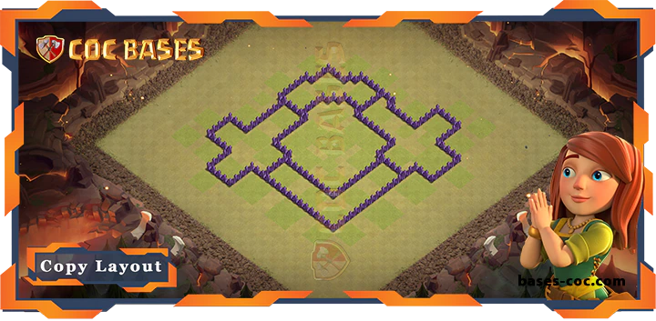 Coc bases Walls - Top Base TH7 with Link, WarCWL, Anti 3 Star, Anti Everything Layout - Clash of Clans (243)