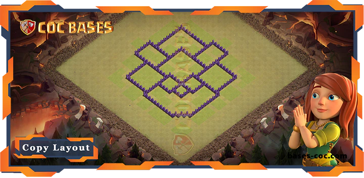Coc bases Walls - Top Base TH7 with Link, WarCWL, Anti 3 Star, Anti Everything Layout - Clash of Clans (246)