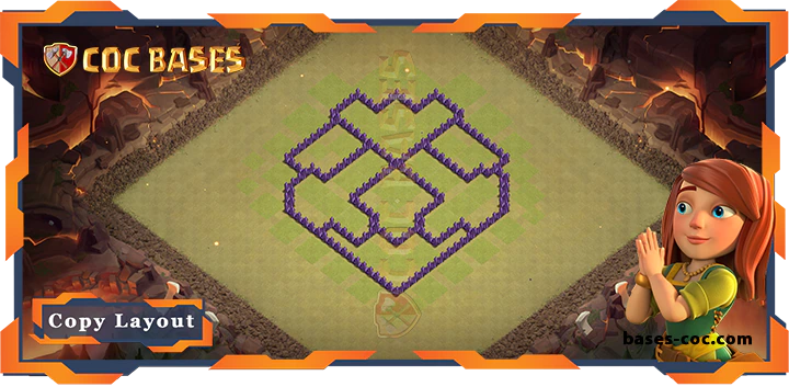 Coc bases Walls - Top Base TH7 with Link, WarCWL, Anti 3 Star, Anti Everything Layout - Clash of Clans (250)