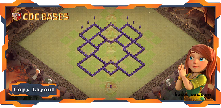 Coc bases Walls - Top Base TH7 with Link, WarCWL, Anti Everything, Anti 2 Star Layout - Clash of Clans (158)