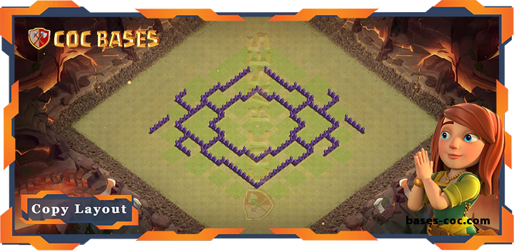 Coc bases Walls - Top Base TH7 with Link, WarCWL, Hybrid, Anti 2 Star Layout - Clash of Clans (187)