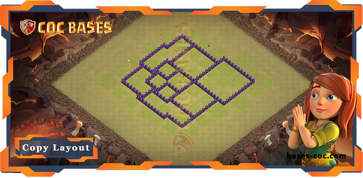 Coc bases Walls - Top Base TH7 with Link, WarCWL, Hybrid, Anti 2 Star Layout - Clash of Clans (235)