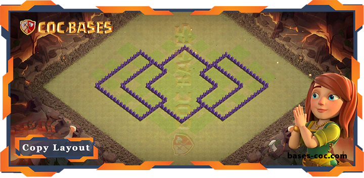 Coc bases Walls - Top Base TH7 with Link, WarCWL, Hybrid Layout - Clash of Clans (229)