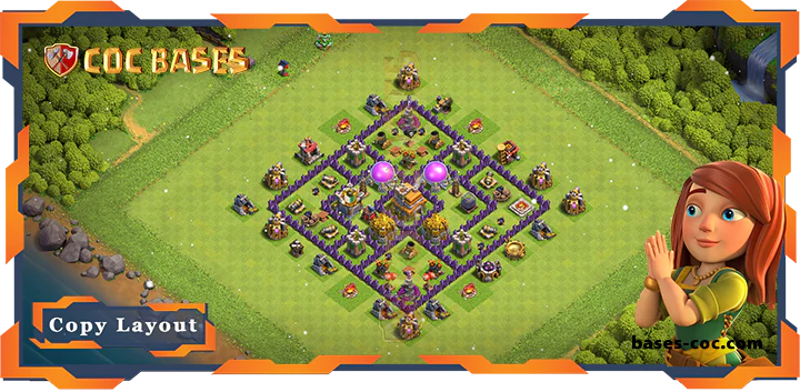 Top Farming Base TH7 with Link, Anti 2 Star, Hybrid Layout - Clash of Clans (182)