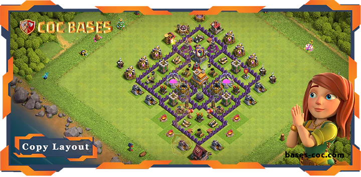 Top Farming Base TH7 with Link, Anti 3 star, Anti Everything Layout - Clash of Clans (214)