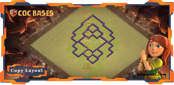 Coc bases Walls - Top War Base TH7 with Link, Anti 3 Star, Hybrid Layout - Clash of Clans (177)