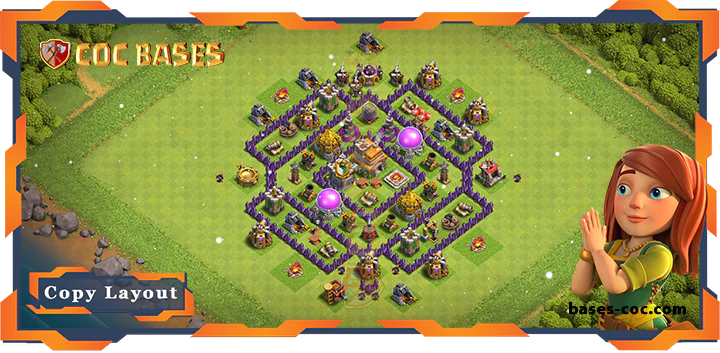 Top Anti 3 Star Base TH7 with Link, Anti Everything Layout - Clash of Clans (156)