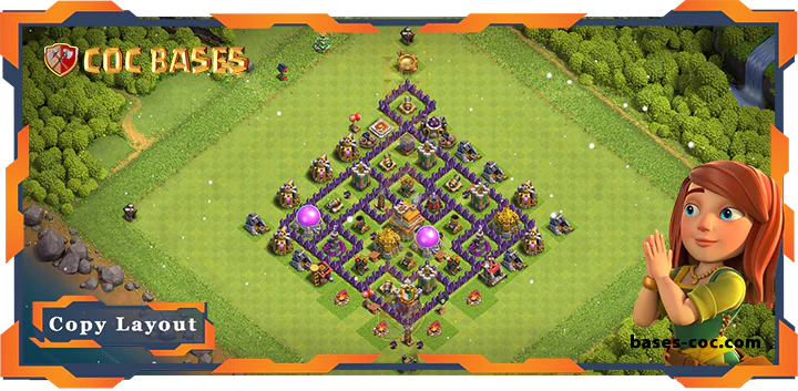 Top Anti 3 star Base TH7 with Link, Anti Air Dragon Layout - Clash of Clans (168)