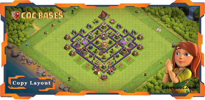 Top Base TH7 with Link, Anti 2 Star, Anti Everything Layout - Clash of Clans (255)