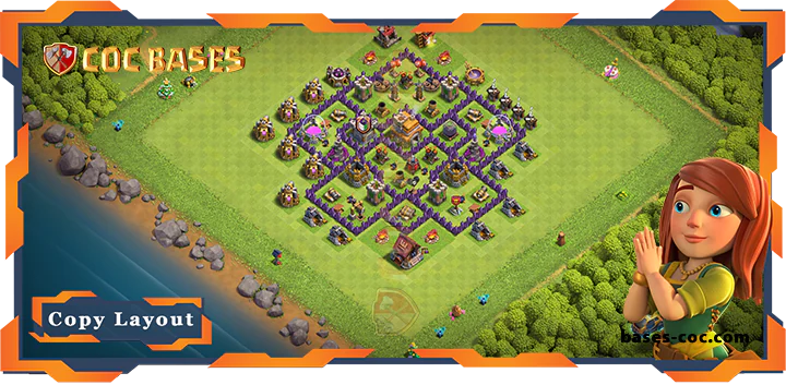 Top Base TH7 with Link, Anti 2 Star Layout - Clash of Clans (287)