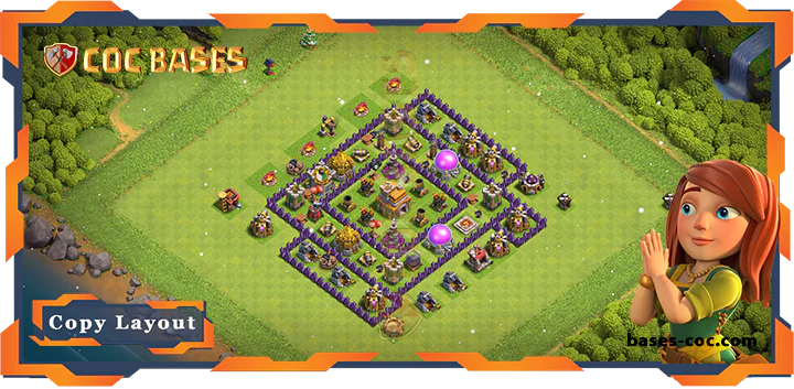 Top Base TH7 with Link, Anti 3 Star, Anti Everything, Defense Layout - Clash of Clans (169)