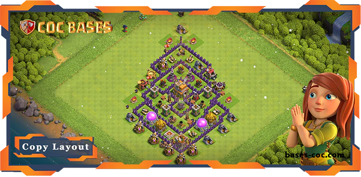 Top Base TH7 with Link, Anti Air Dragon, Anti 3 Star Layout - Clash of Clans (179)