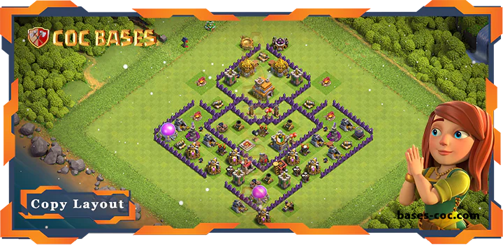 Top Base TH7 with Link, Hybrid, Anti 3 Star Layout - Clash of Clans (185)