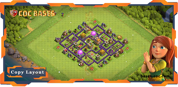 Top Base TH7 with Link, Hybrid, Anti Air Dragon, Defense Layout - Clash of Clans (174)