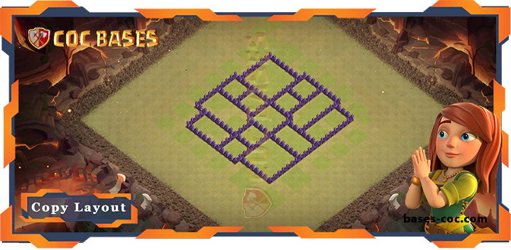 Coc bases Walls - Top Base TH7 with Link, WarCWL, Anti 2 Star, Anti Everything Layout - Clash of Clans (222)