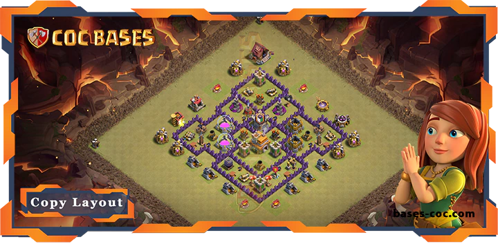 Top Base TH7 with Link, WarCWL, Anti 2 Star, Anti Everything Layout - Clash of Clans (234)